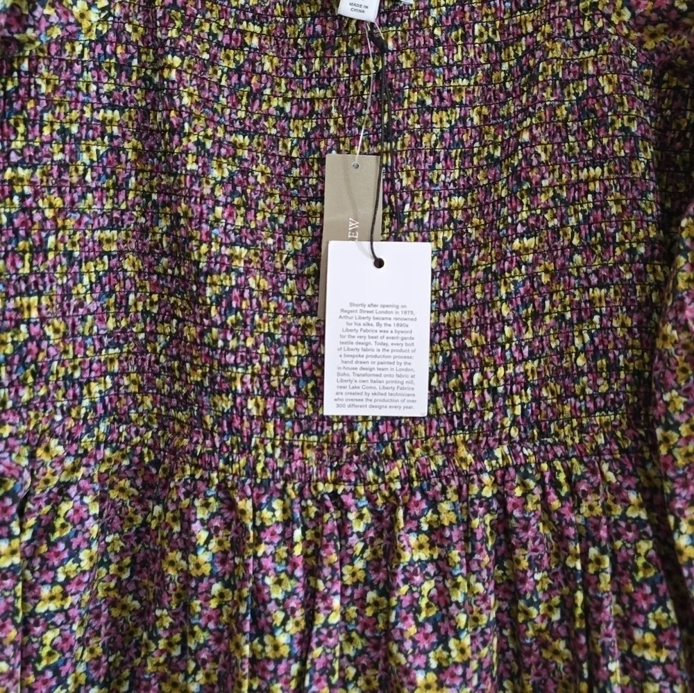 NWT J. Crew Liberty London Daydream Busy Izzy Floral Puff Sleeve Midi Dress Med